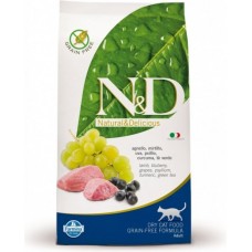 Беззерновой сухой корм Farmina N&D GRAIN FREE PRIME CAT ADULT для взрослых кошек (ягненок / черника) 10кг