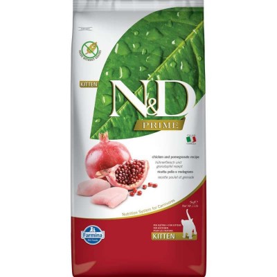 Беззерновой сухой корм Farmina N&D GRAIN FREE PRIME CAT KITTEN для котят, беременных и лактирующих кошек (курица/грана) 10кг