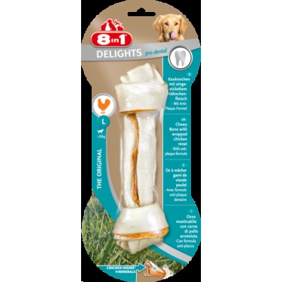8in1 Delights Dental L (21см) кость для чистки зубов у собак с вкусом мяса