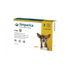 Simpаriса (Симпарика) от блох и клещей для собак весом от 1,3 до 2,5кг (1шт)