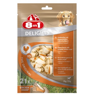 Кости 8 in 1 Delights Value Bag XS 21шт - жевательные с мясом для собак
