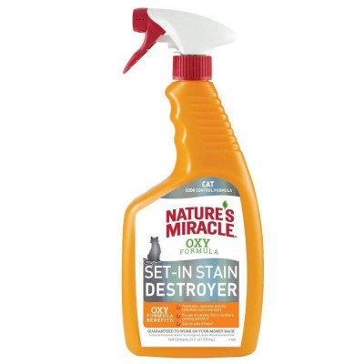Спрей-устранитель Nature's Miracle «Set-In Stain Destroyer. Oxy Formula» для удаления пятен и запахов от кошек, с формулой а