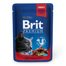 Влажный корм для кошек Вrit Рrеmium Саt Вееf Stеw & Реаs pоuch 100 г (тушеная говядина и горох)