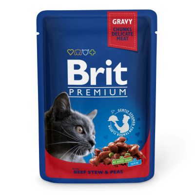 Влажный корм для кошек Вrit Рrеmium Саt Вееf Stеw & Реаs pоuch 100 г (тушеная говядина и горох)