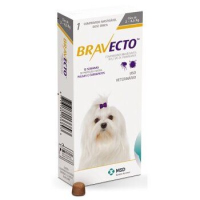 Таблетки для собак MSD Animal Health «Bravecto» (Бравекто) від 2 до 4,5 кг, 1 таблетка (от внешних паразитов)