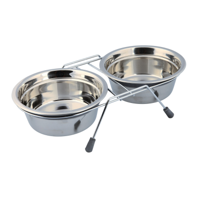 Миски металлические на подставке Trixie с шумовыми заглушками «Eat on Feet» 2 x 900 мл / 16 см